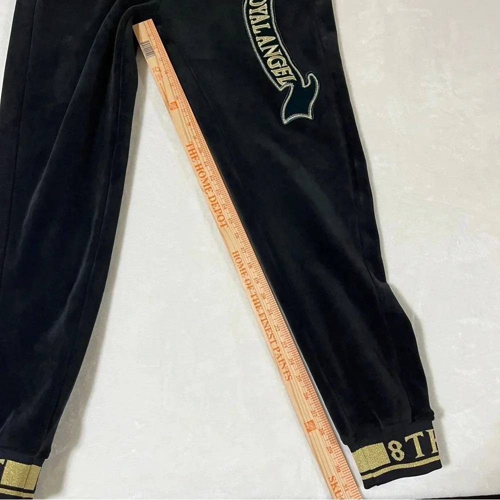 8IGHTH DSTRKT Men’s Black Velour Joggers XL Gold Trim Streetwear Athleisure
